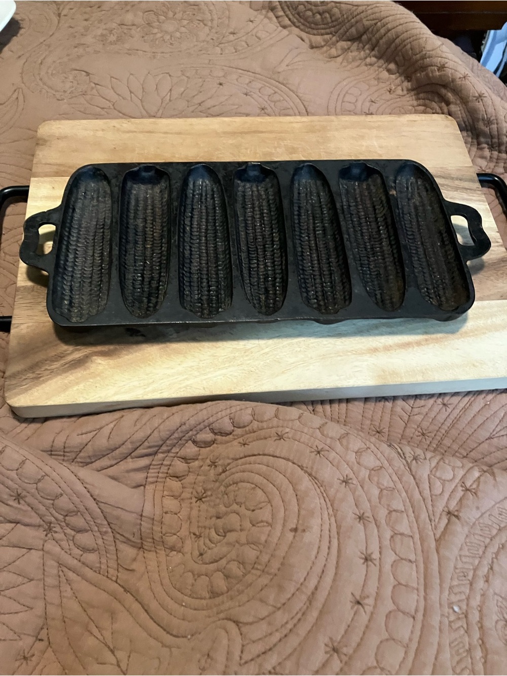 Vintage Birmingham Stove and Range Cast Iron Corn Stick Pan - Black